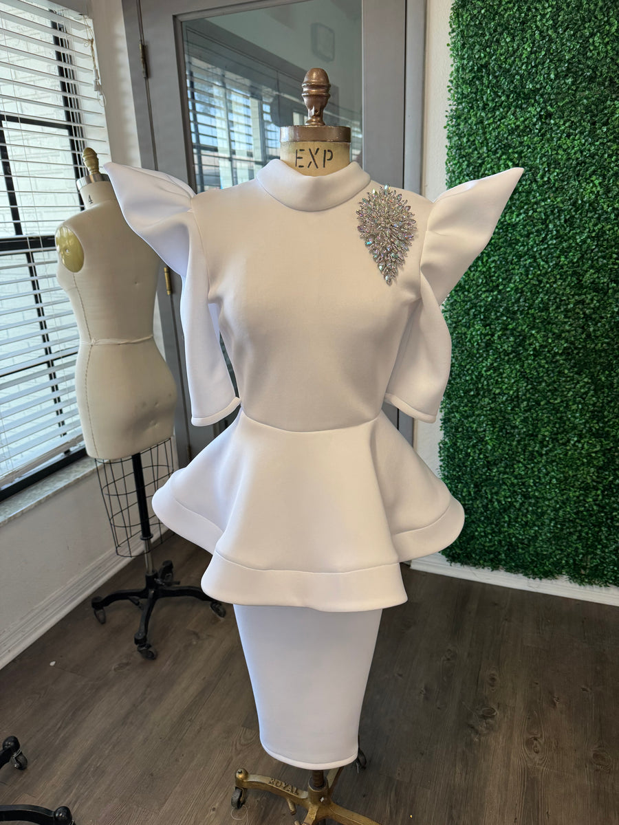 open lace back dress Women Dress Elegant Peplum Business Dresses Sexy Split Long Sleeve Bodycon  Knee Length Formal Pencil Back Zipper Dress(White,S) at Amazon Women's  Clothing store main image 0