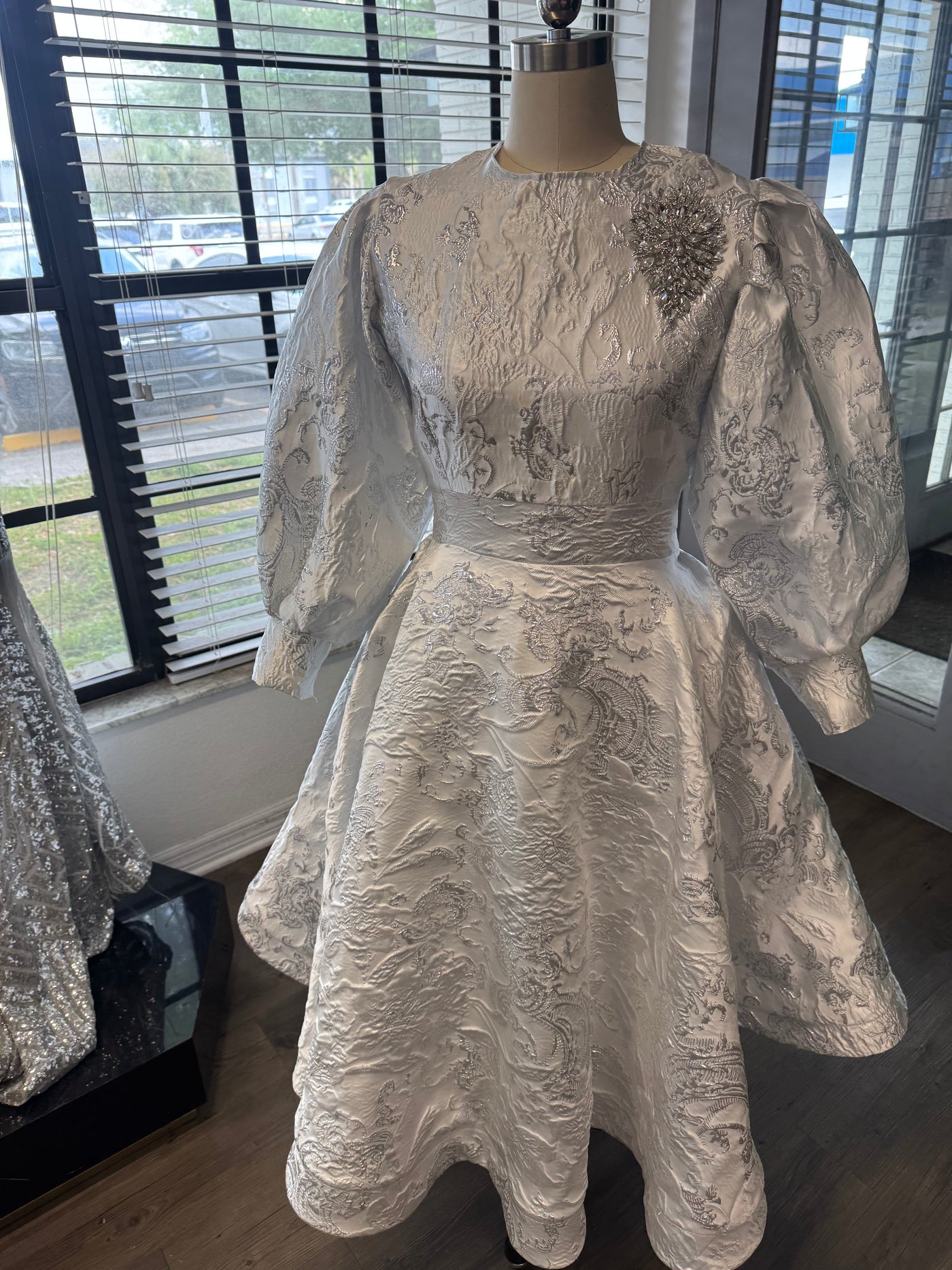 White brocade swing dress 12