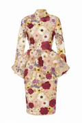 3D Floral peplum dress