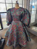 Teal beauty brocade dress
