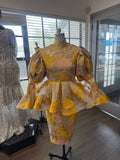 Brocade floral peplum dress
