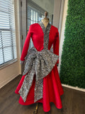 Red and silver bow dress