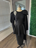 Black knit peplum dress (pre order)
