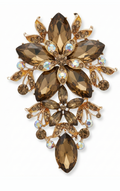 Brown Crystal Brooch - 4 inch