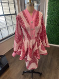 Pretty in pink swirl peplum dress