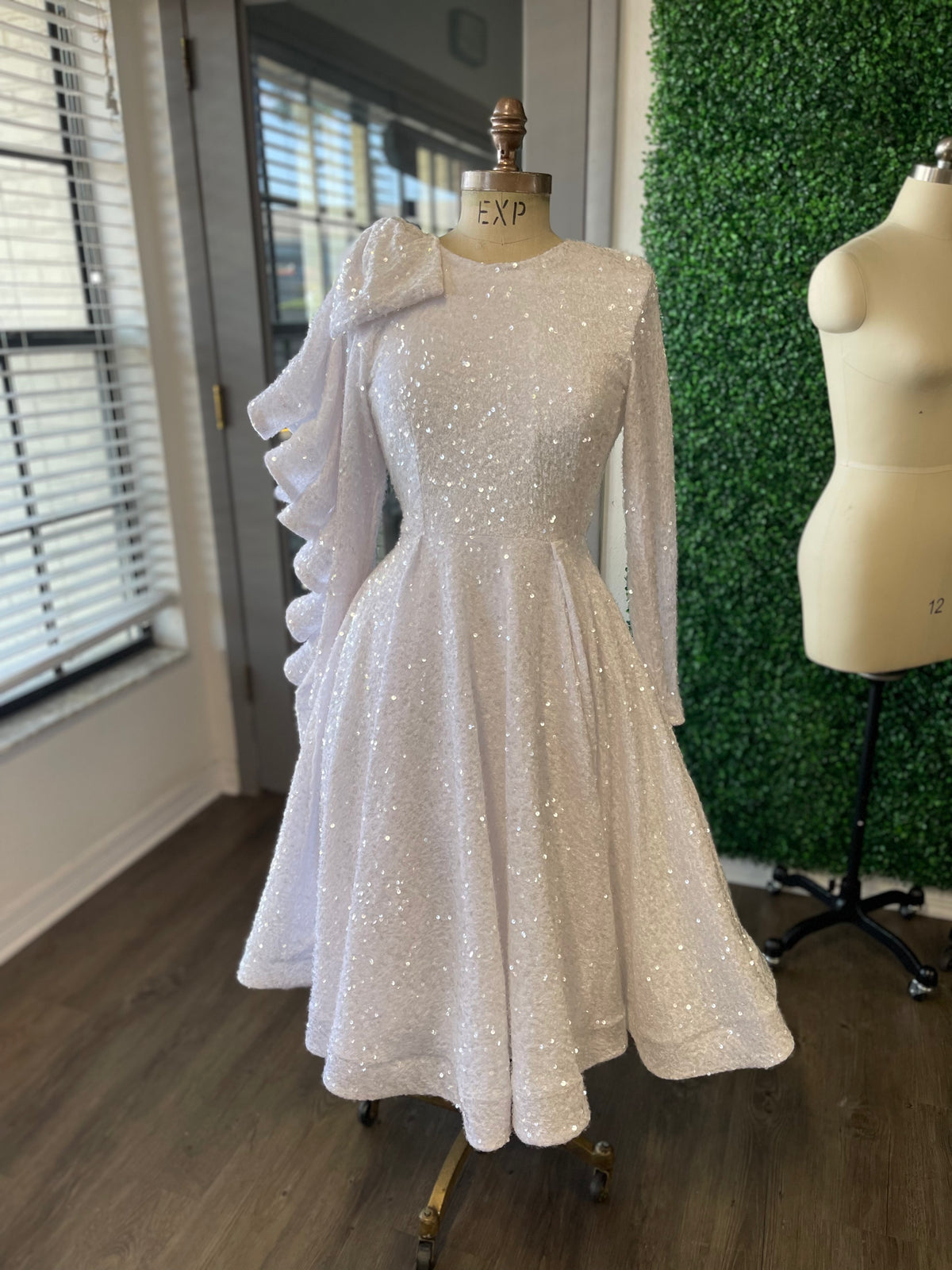 White sequin swing clearance dress