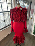 Red mermaid sequin dresss