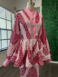 Pretty in pink swirl peplum dress