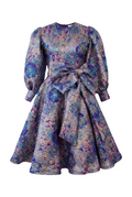 Purple brocade bow dress