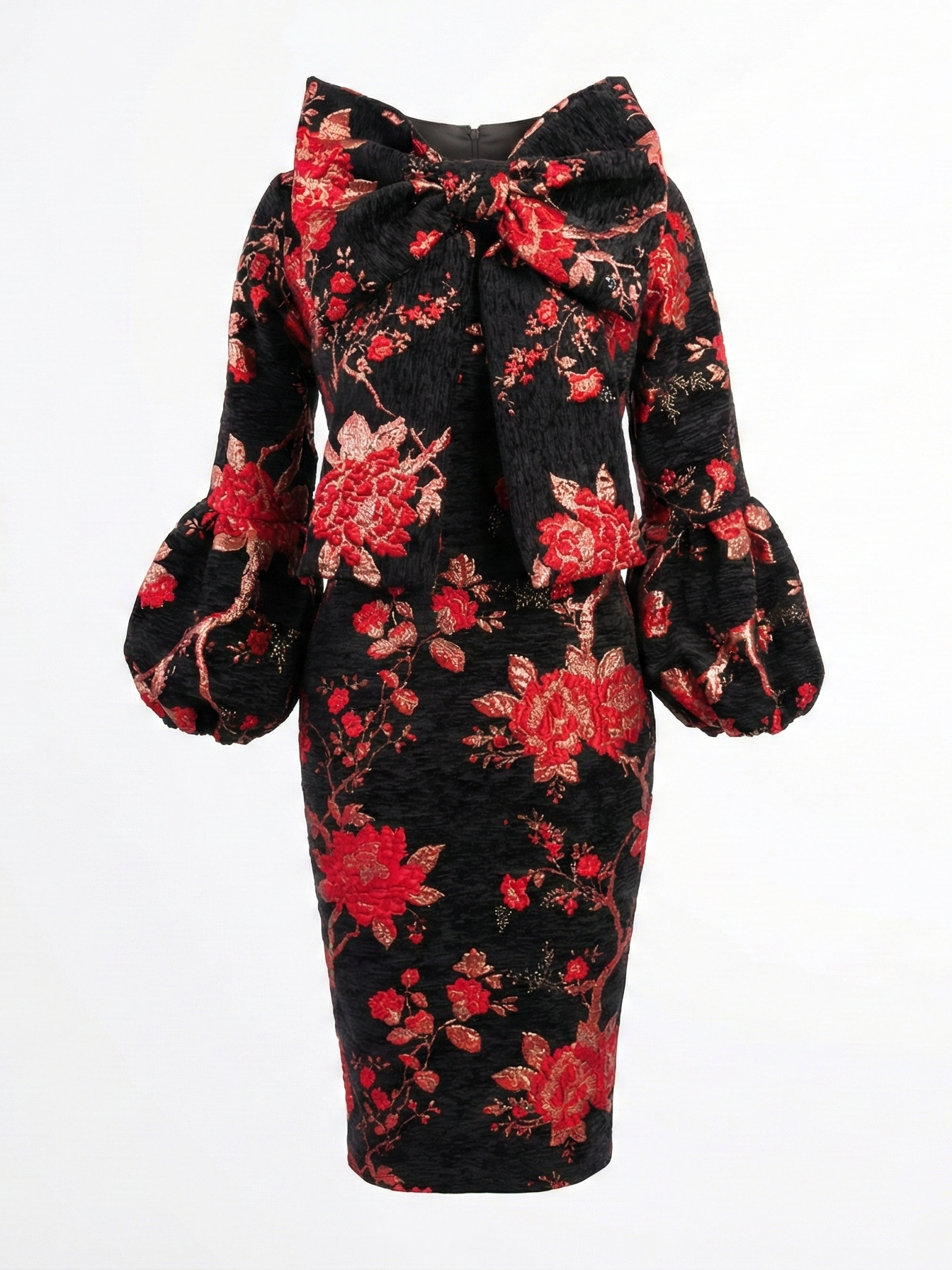 Red Black gold brocade dress Small (6/8) Red Black gold brocade dress Small (6/8)