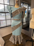 Baby blue and silver mermaid dress