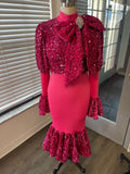 Fuschia mermaid peplum