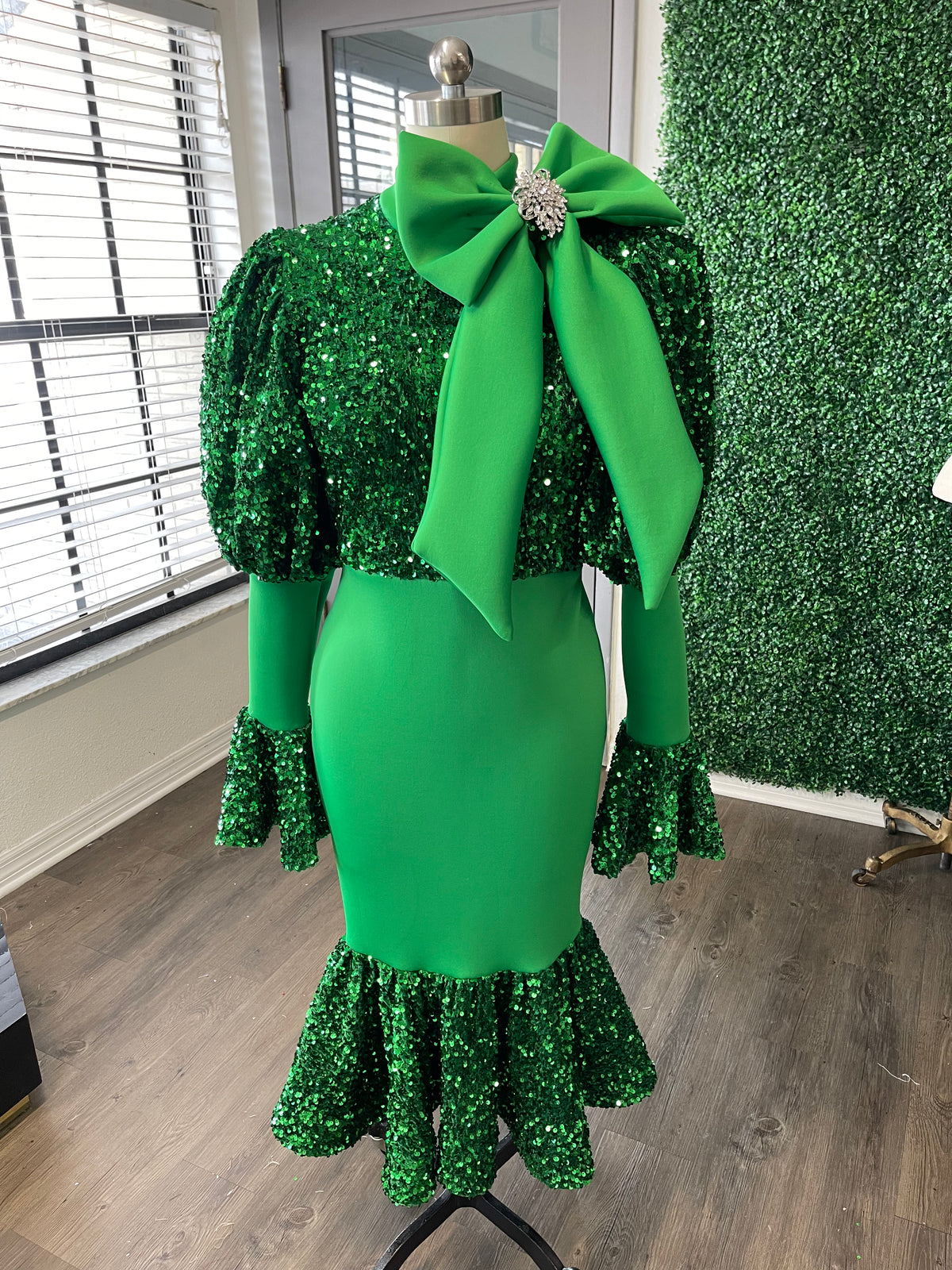 Green mermaid sequin dress