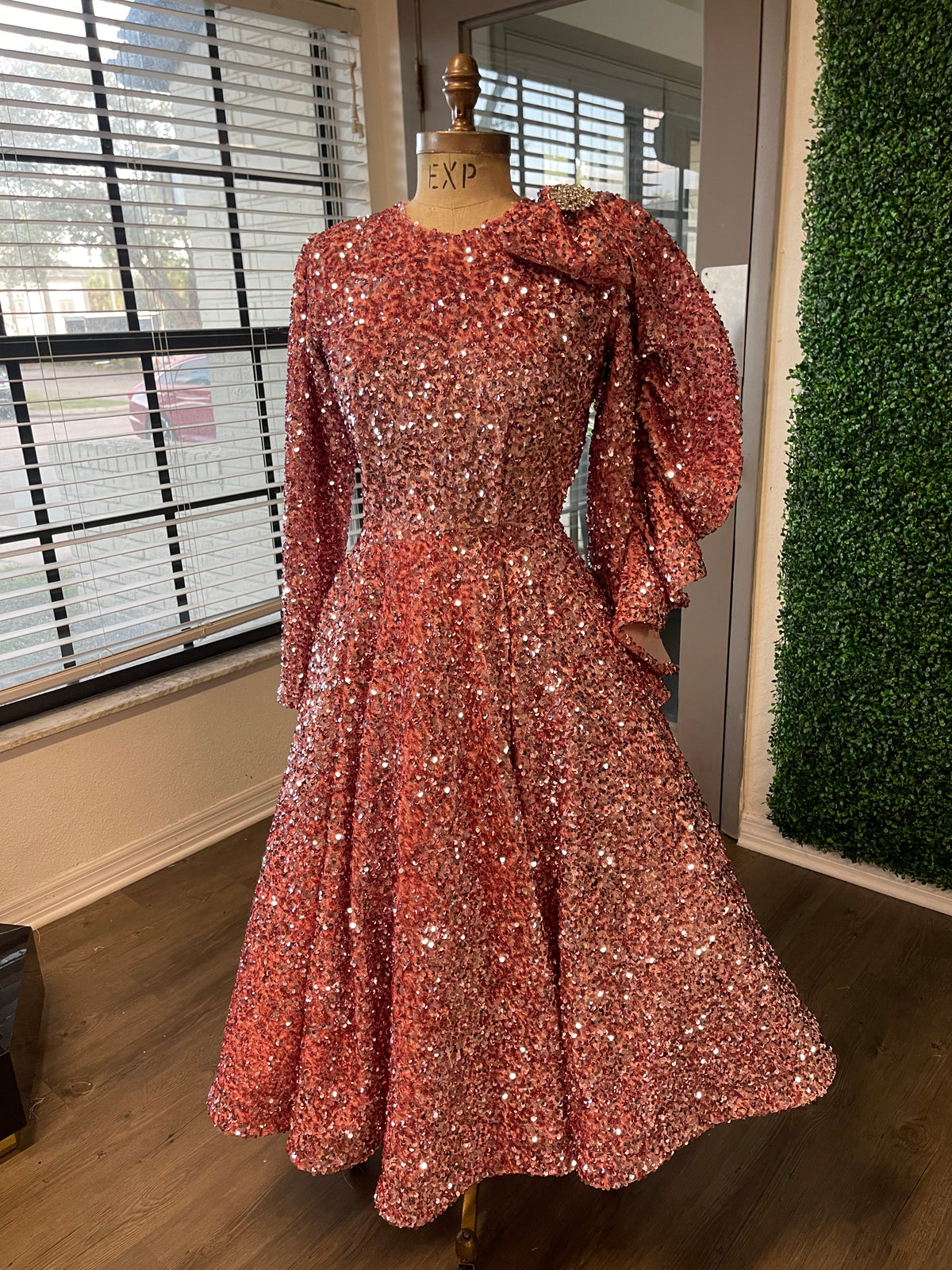 Rose gold sequin swing dress