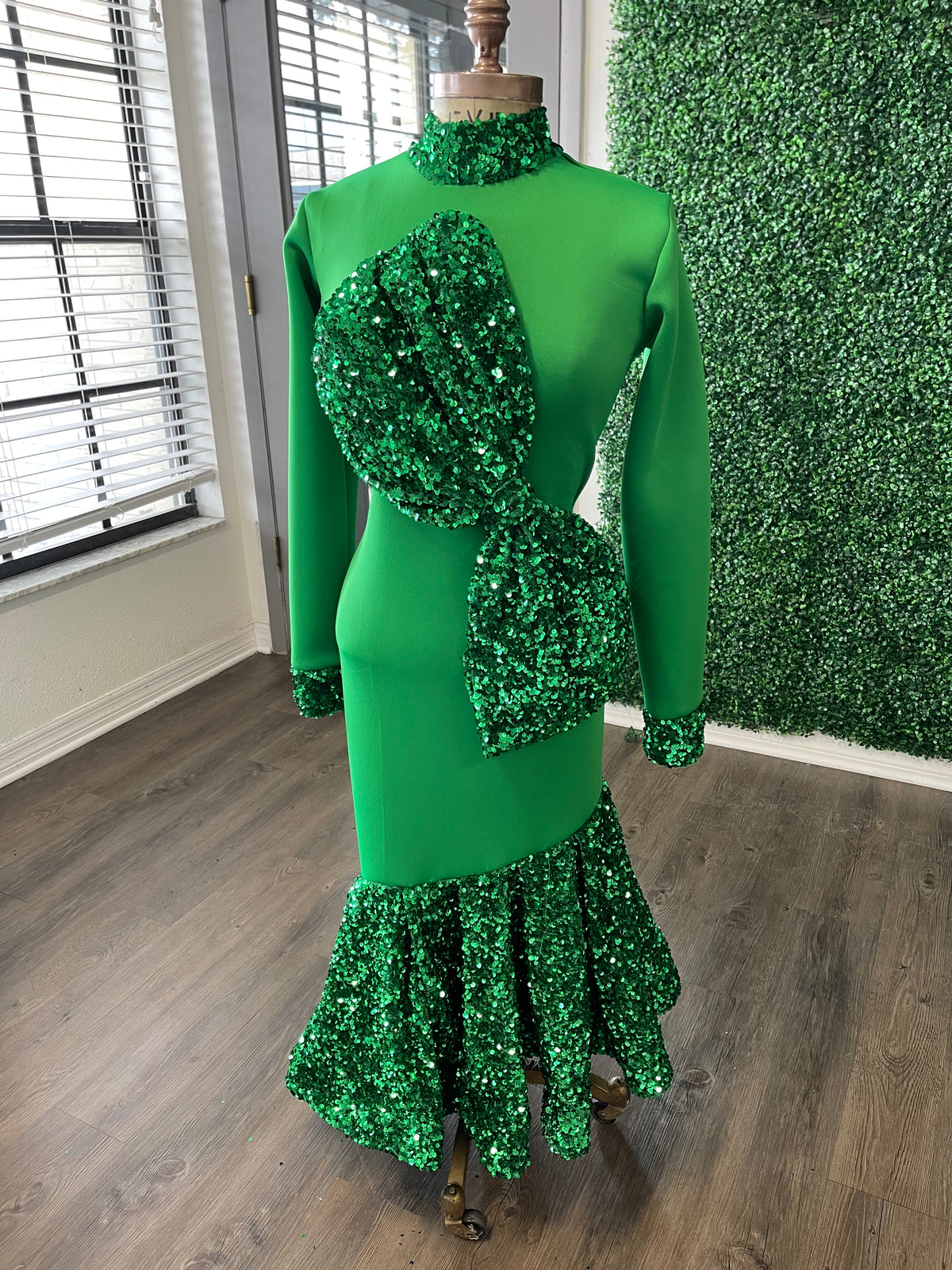 Apple green mermaid bow dress